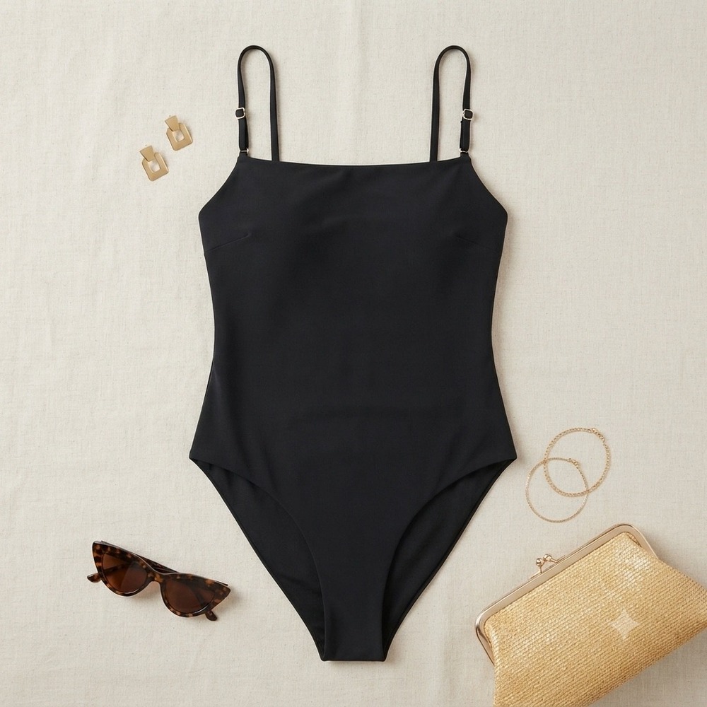 Jade Swim Myla One Piece Womens Large Black Minimalist Sleek Swimsuit JS630_SS26